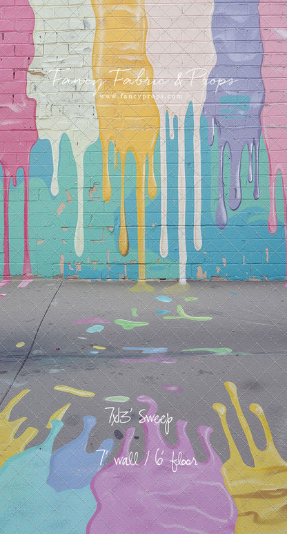 Pastel Paint Drip Wall - Painted Floor Option - With Sweep Option