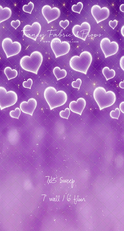 Purple Puffy Hearts - With Sweep Option