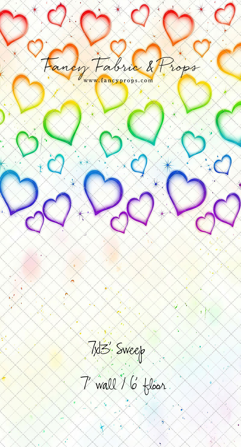 Rainbow Puffy Hearts - With Sweep Option