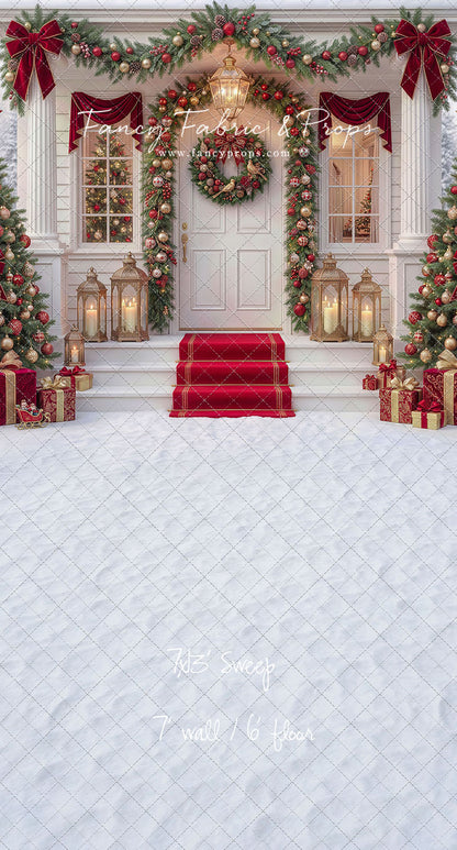 Red Ribbon Christmas Porch - With Sweep Option