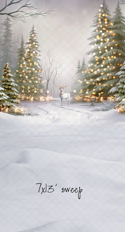 Snowy Trail Of Lights - With Deer - with Sweep Option