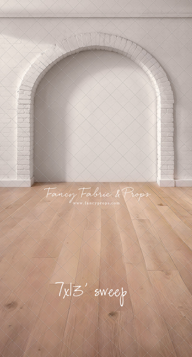 White Brick Alcove - Wood Floor - With Sweep Option