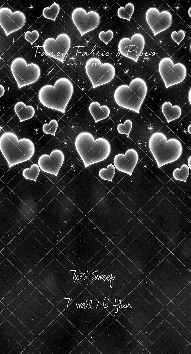 White Puffy Hearts - With Sweep Option