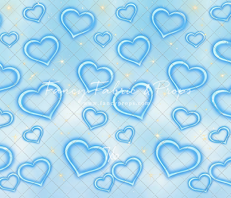 Blue Puffy Hearts - With Sweep Option