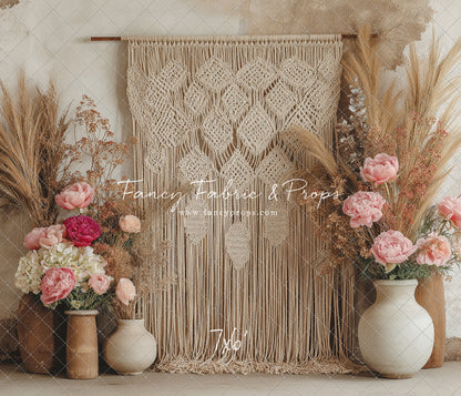 Boho Rose Tapestry - With Sweep Option