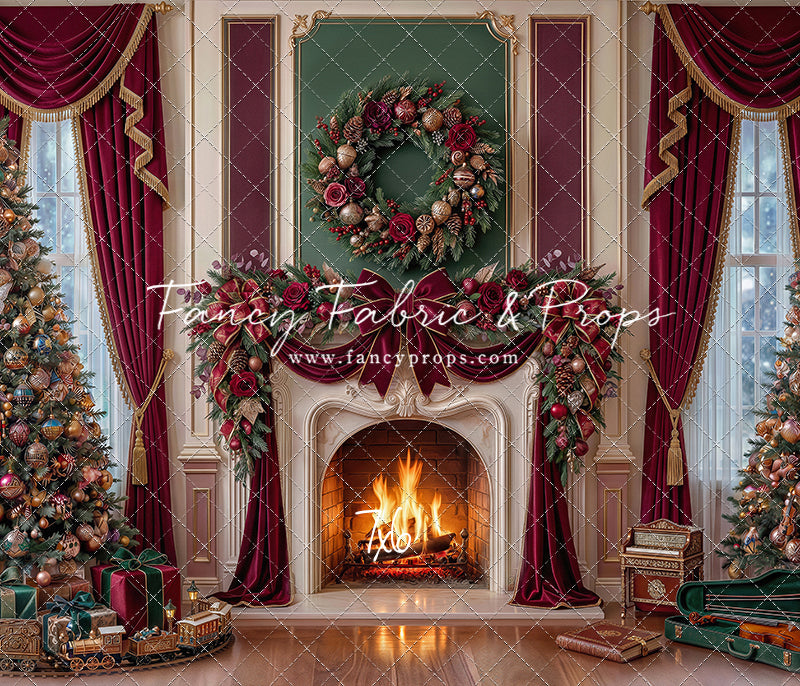 Burgundy Christmas Manor - with Sweep Option