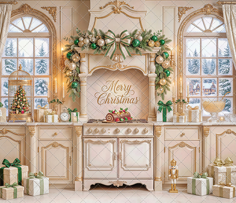 Gilded Christmas Kitchen - With Sweep Option