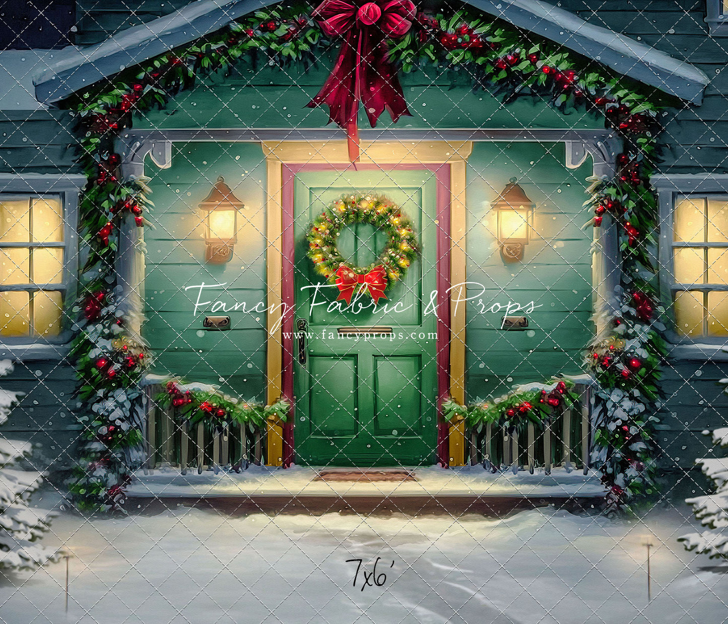 Magical Holiday Porch - Green Door - with Sweep Option