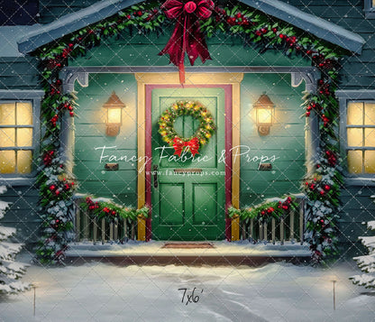 Magical Holiday Porch - Green Door - with Sweep Option