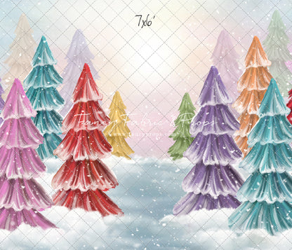 Magical Winter Rainbow Trees Pathway