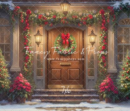 Merry Holiday Entry - Brown Door - With Sweep Option