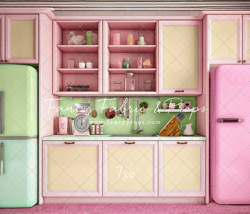 Midge's Kitchenette - Pink Floor Option - With Green Fridge Sweep Option