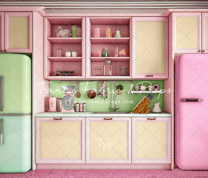 Midge's Kitchenette - Pink Floor Option - With Green Fridge Sweep Option