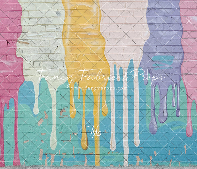 Pastel Paint Drip Wall - Concrete Floor Option - With Sweep Option