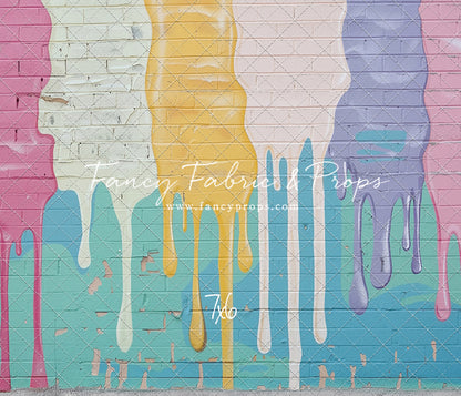 Pastel Paint Drip Wall - Concrete Floor Option - With Sweep Option
