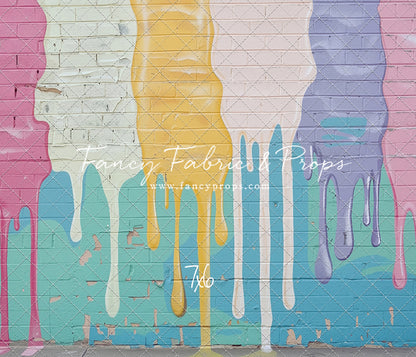 Pastel Paint Drip Wall - Painted Floor Option - With Sweep Option