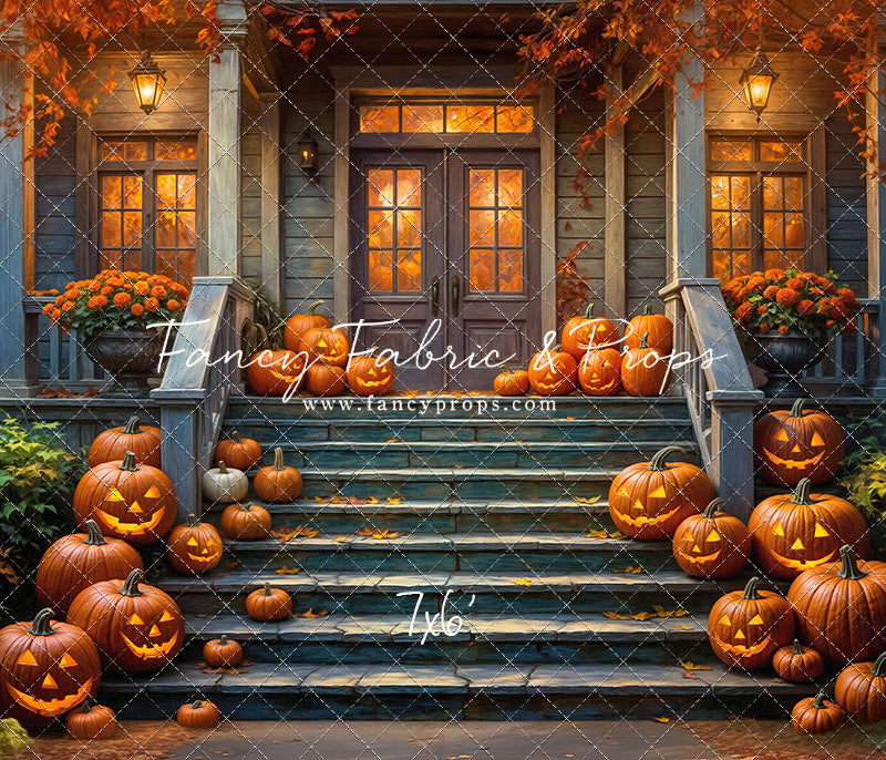 Pumpkin-Lit Porch  - With Sweep Option