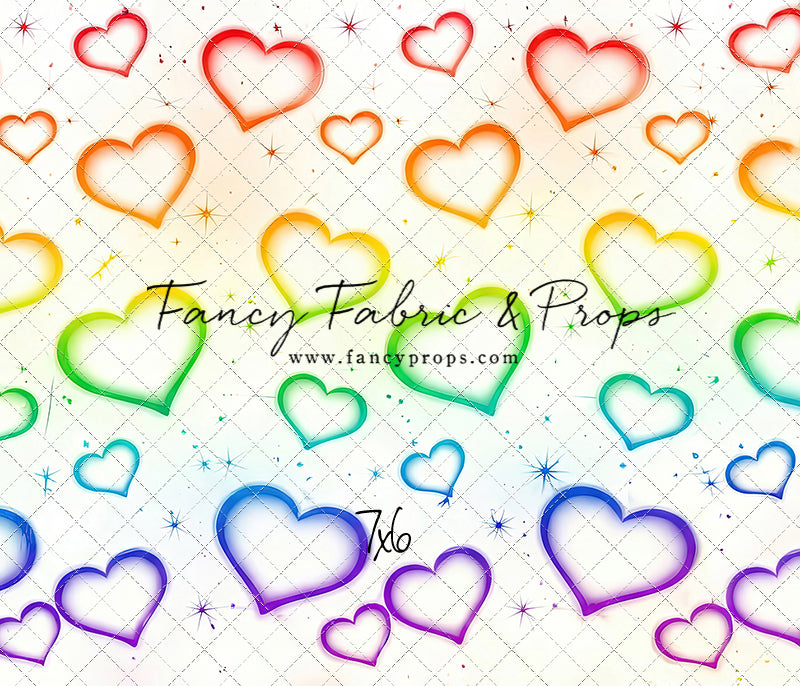 Rainbow Puffy Hearts - With Sweep Option