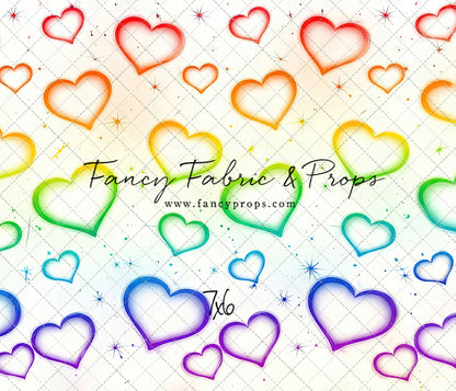 Rainbow Puffy Hearts - With Sweep Option