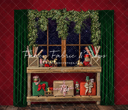 Red Wrapping Room Window