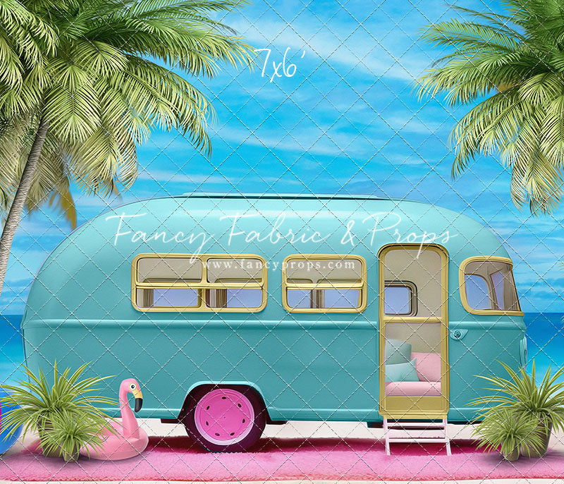 Road Trip Chic - Blue Camper - With Sweep Option