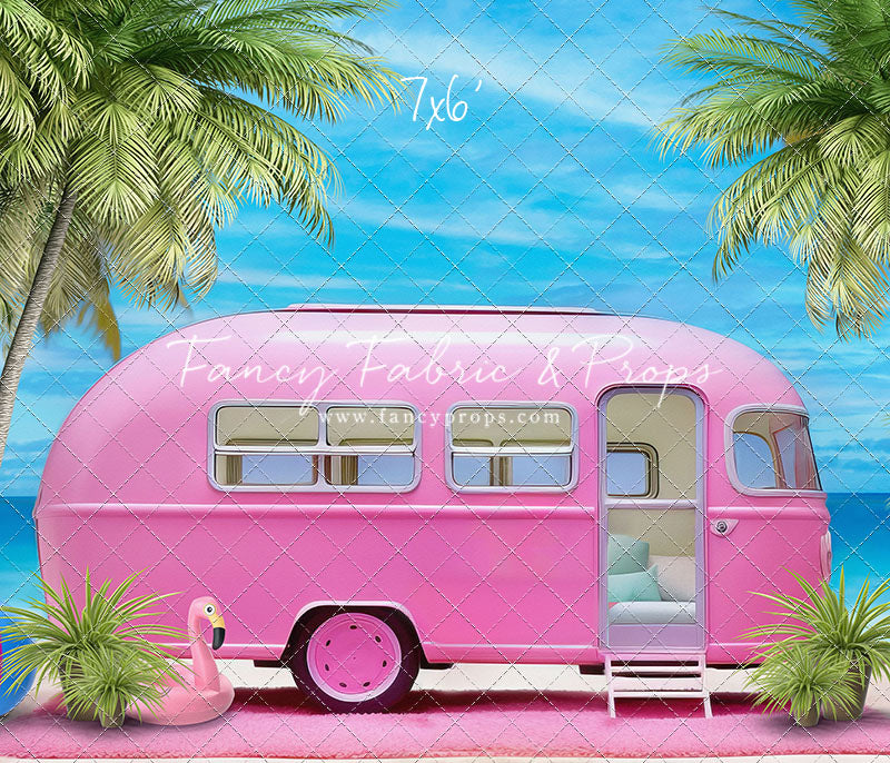 Road Trip Chic - Pink Camper - With Sweep Option