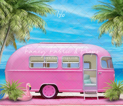 Road Trip Chic - Pink Camper - With Sweep Option