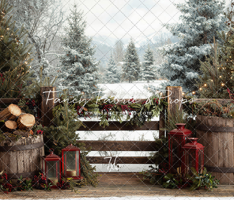 Rustic Wintertime Fence - with Sweep Option