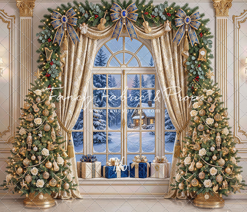 Sapphire & Gold Holiday Window - with Sweep Option