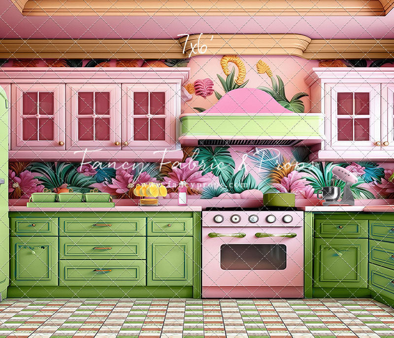 Tropical Kitchen - Lime & Pink - With Sweep Option