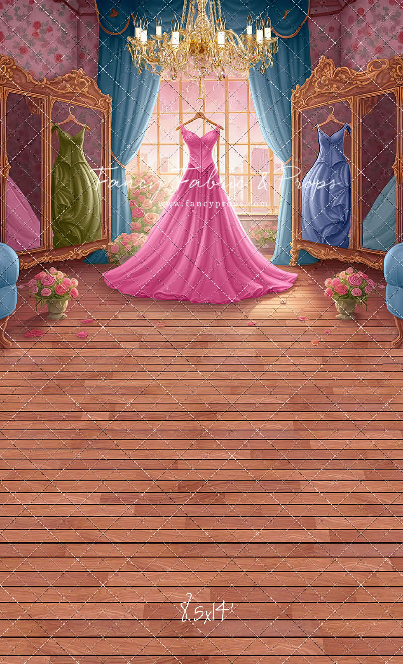 Dress Like A Princess - Pink Dress/Blue Curtains - With Sweep Option