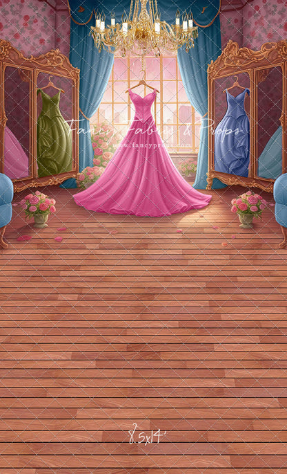 Dress Like A Princess - Pink Dress/Blue Curtains - With Sweep Option