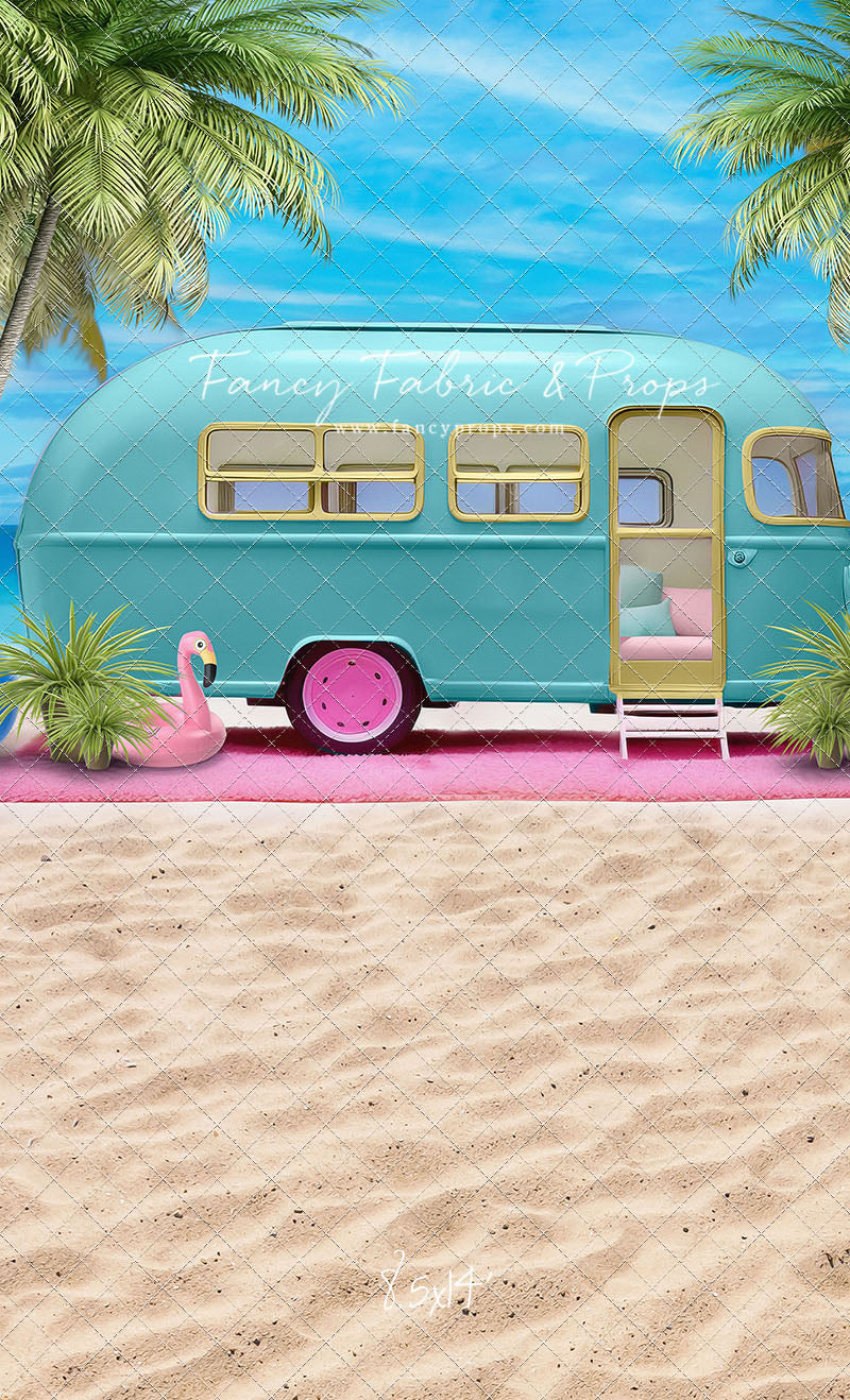 Road Trip Chic - Blue Camper - With Sweep Option