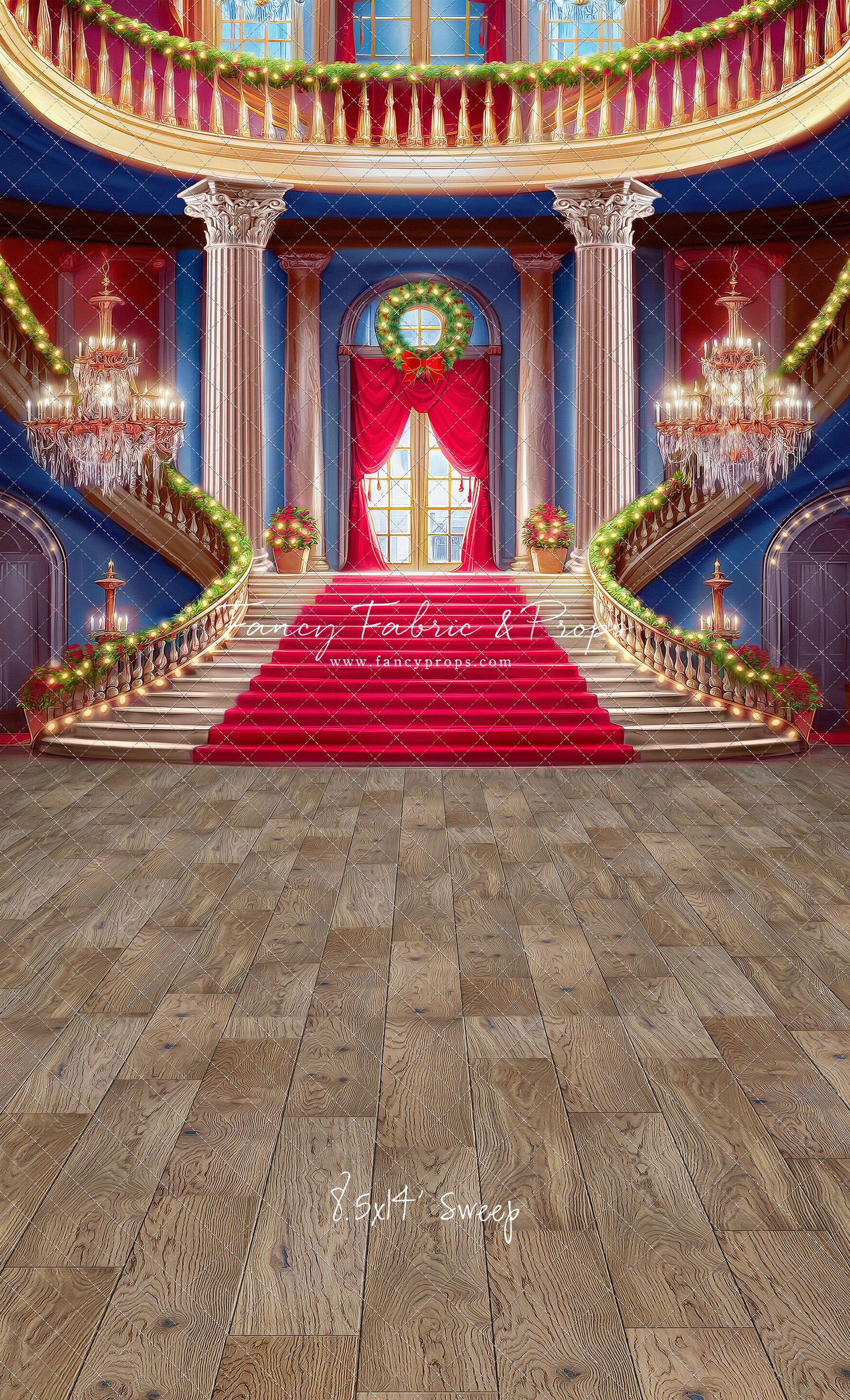 Belle's Royal Staircase -Wood Floor with Lights - With Sweep Option