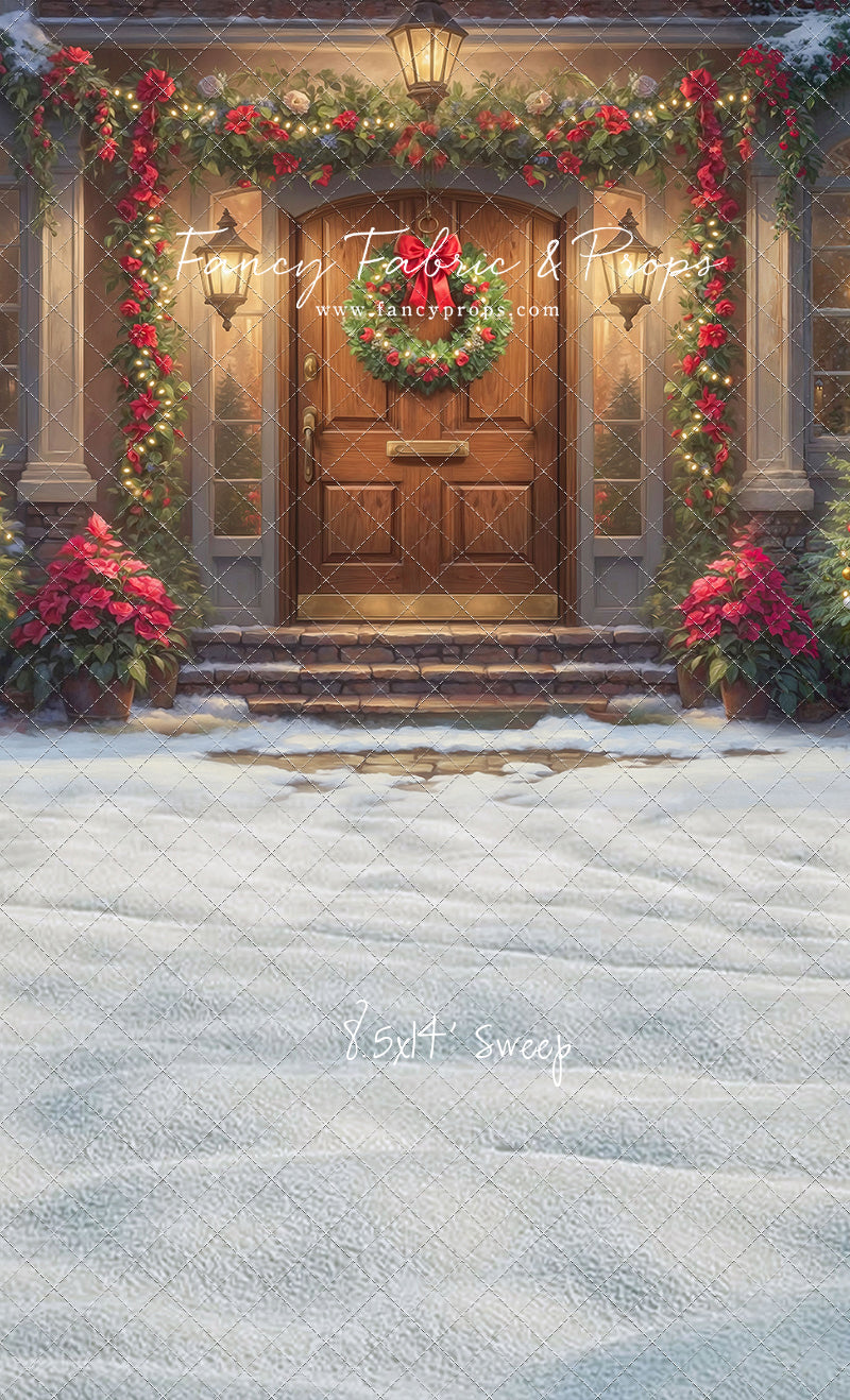 Merry Holiday Entry - Brown Door - With Sweep Option