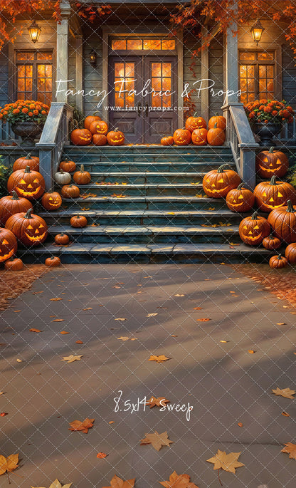 Pumpkin-Lit Porch  - With Sweep Option