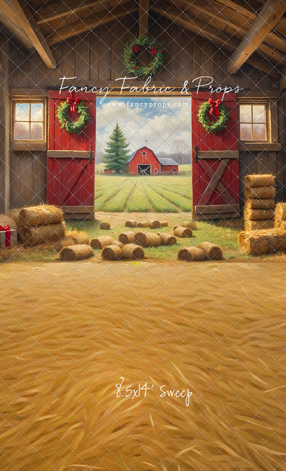 Red Barn Yuletide - Straw Floor - with Sweep Option