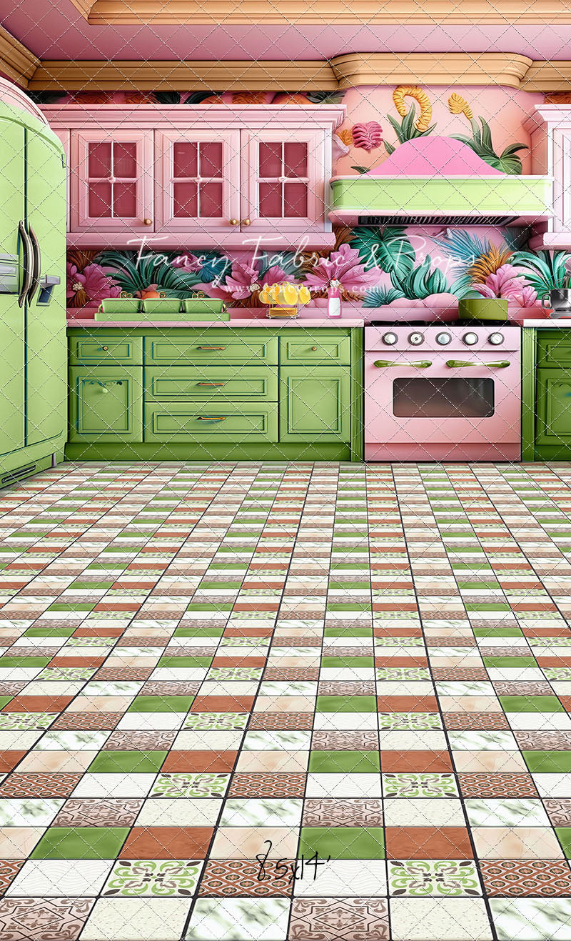 Tropical Kitchen - Lime & Pink - With Sweep Option