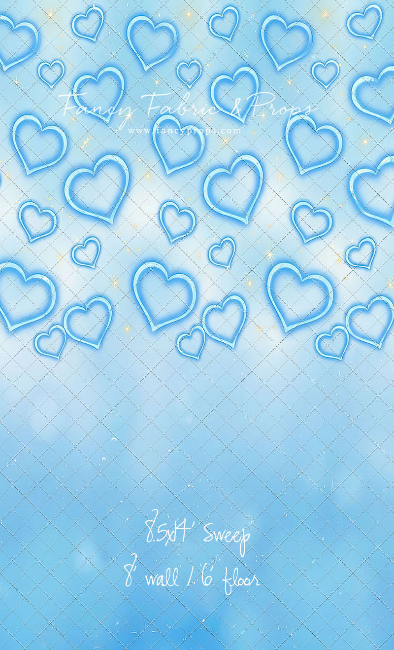 Blue Puffy Hearts - With Sweep Option