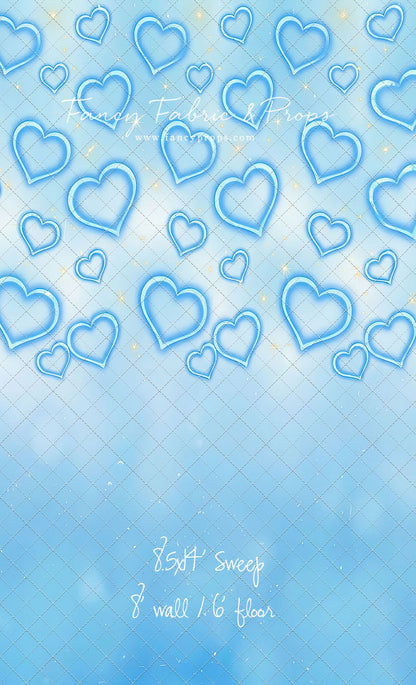 Blue Puffy Hearts - With Sweep Option