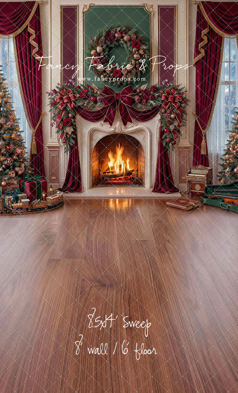 Burgundy Christmas Manor - with Sweep Option