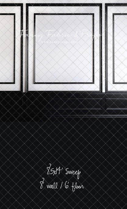 Classy Black & White Wainscoting - Black Floor - With Sweep Option