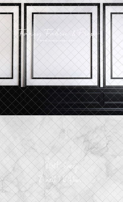Classy Black & White Wainscoting - White Marble Floor - With Sweep Option