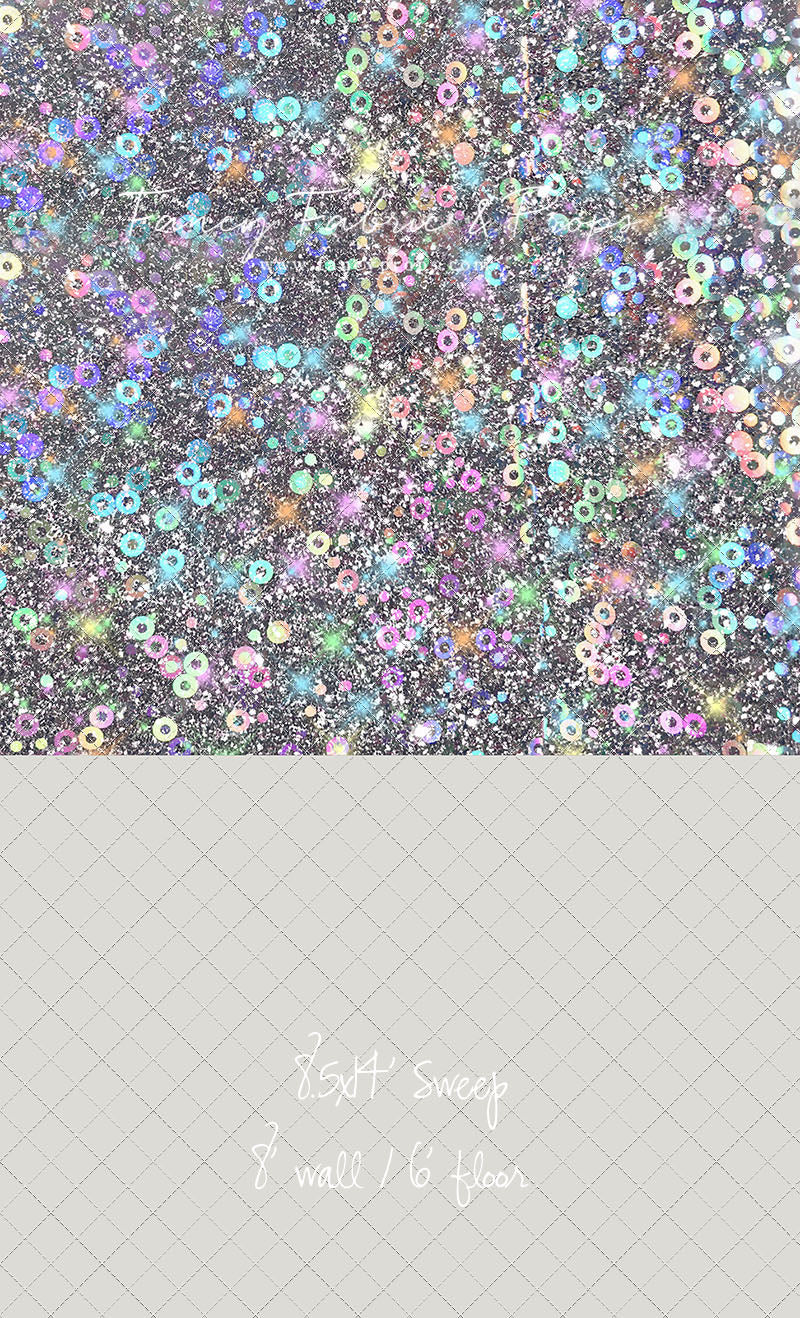 Cosmic Celebration - With Solid Beige Gray Floor Sweep Option