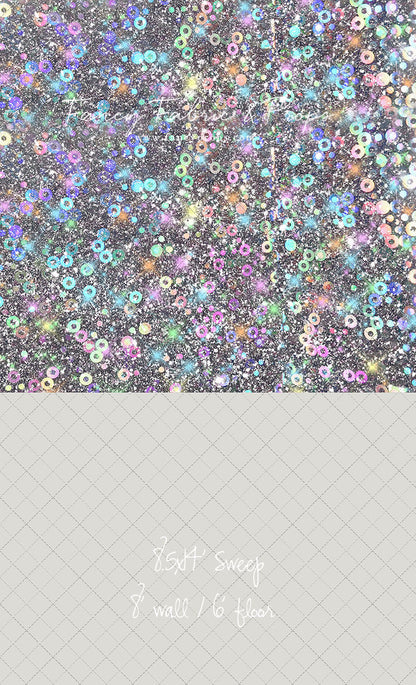 Cosmic Celebration - With Solid Beige Gray Floor Sweep Option