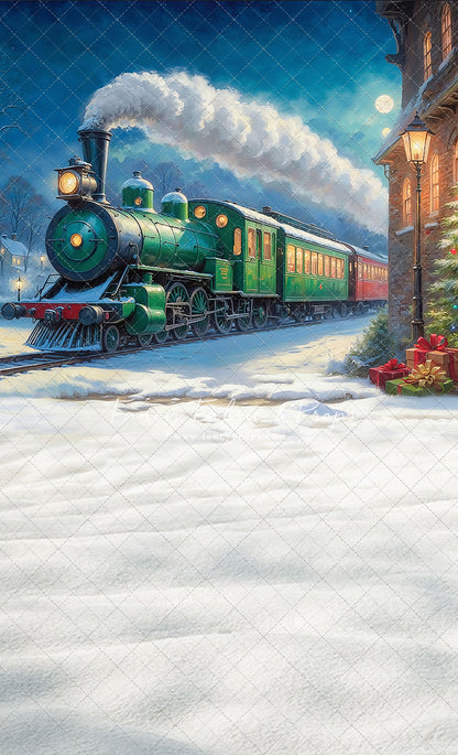 Festive Locomotive - Train on Left Option - With Sweep Option