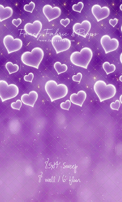 Purple Puffy Hearts - With Sweep Option