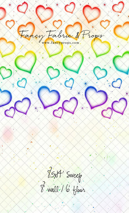 Rainbow Puffy Hearts - With Sweep Option