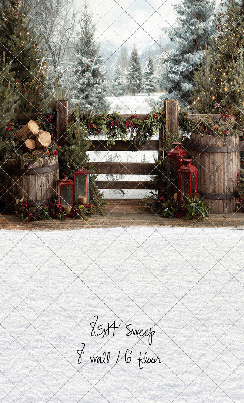 Rustic Wintertime Fence - with Sweep Option