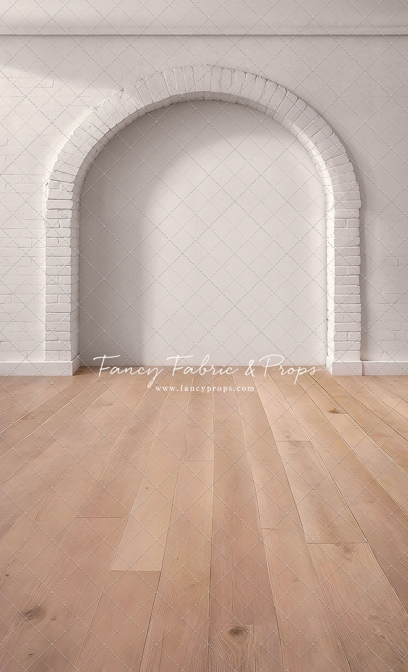 White Brick Alcove - Wood Floor - With Sweep Option